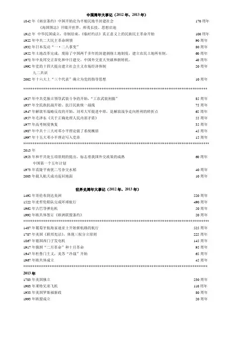 周年大事记