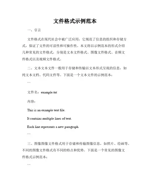 文件格式示例范本