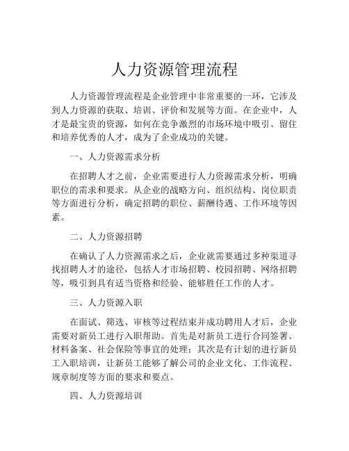 人力资源管理流程