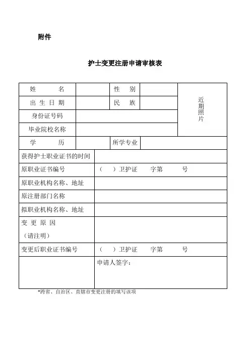 护士变更注册申请审核表