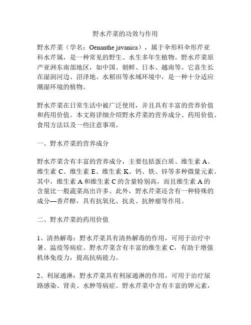 野水芹菜的功效与作用