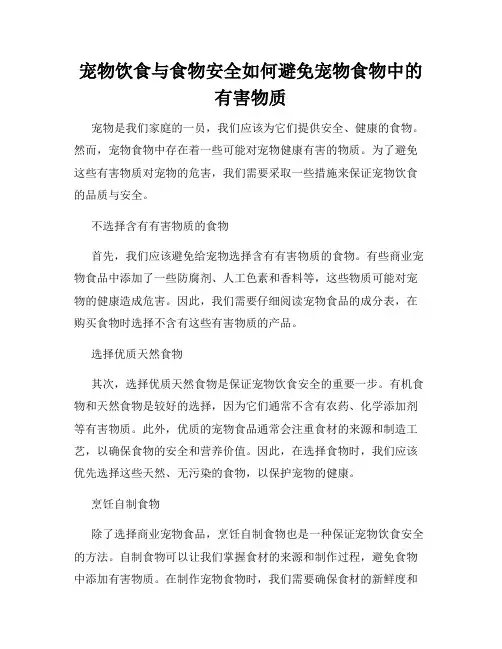 宠物饮食与食物安全如何避免宠物食物中的有害物质