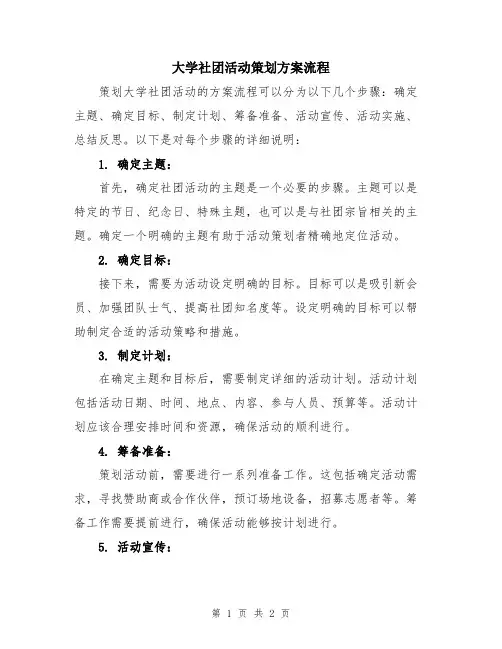大学社团活动策划方案流程