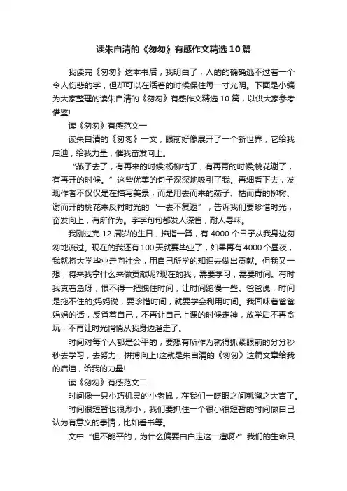 读朱自清的《匆匆》有感作文精选10篇