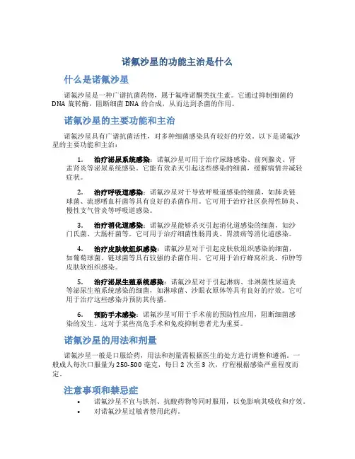 诺氟沙星的功能主治是什么