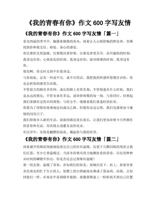 《我的青春有你》作文600字写友情