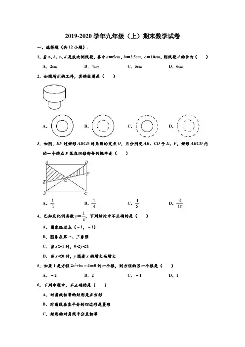 2019-2020学年广东省深圳市南山区蛇口学校九年级(上)期末数学试卷 (解析版)