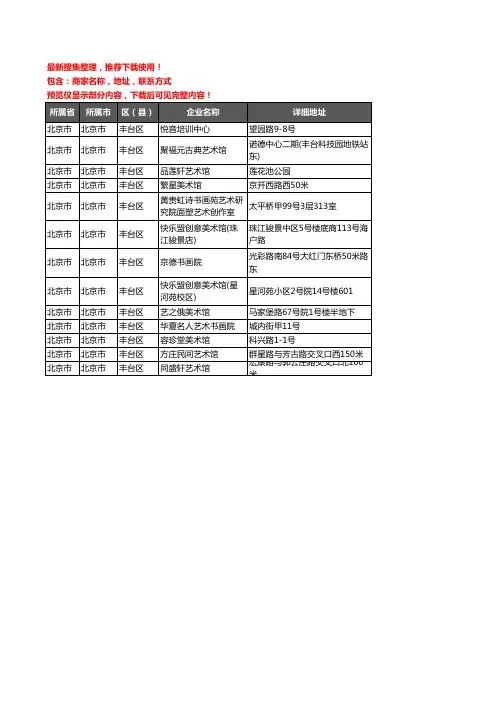 新版北京市北京市丰台区画廊企业公司商家户名录单联系方式地址大全13家
