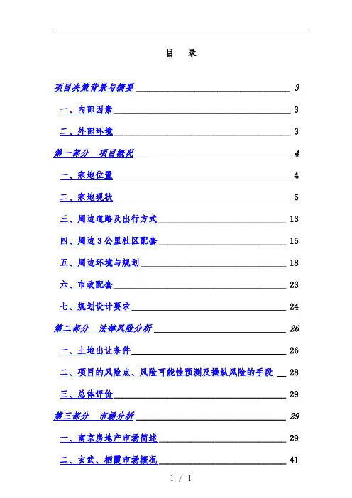 南京地产可行性研究分析报告