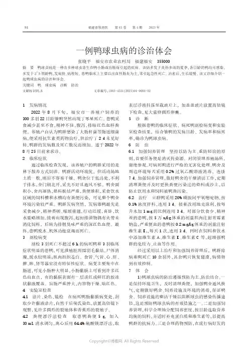 一例鸭球虫病的诊治体会