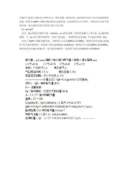 除尘器压缩空气耗量