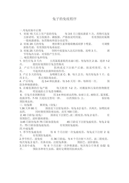 兔子的免疫程序