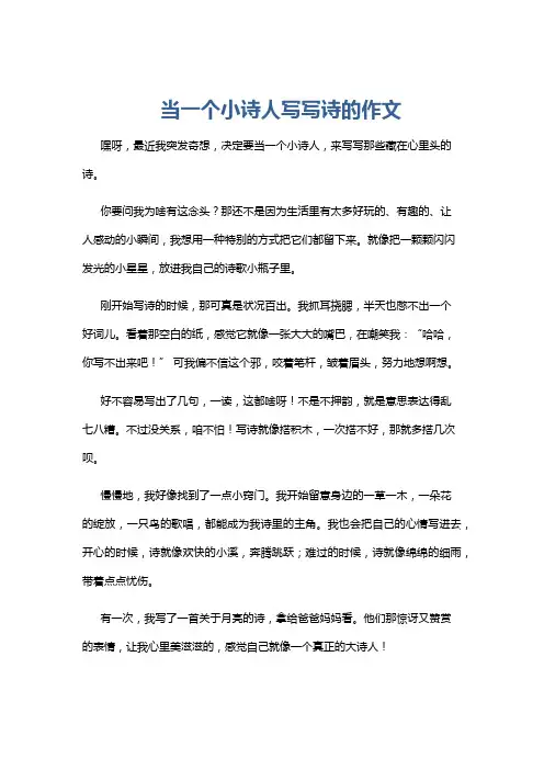 当一个小诗人写写诗的作文