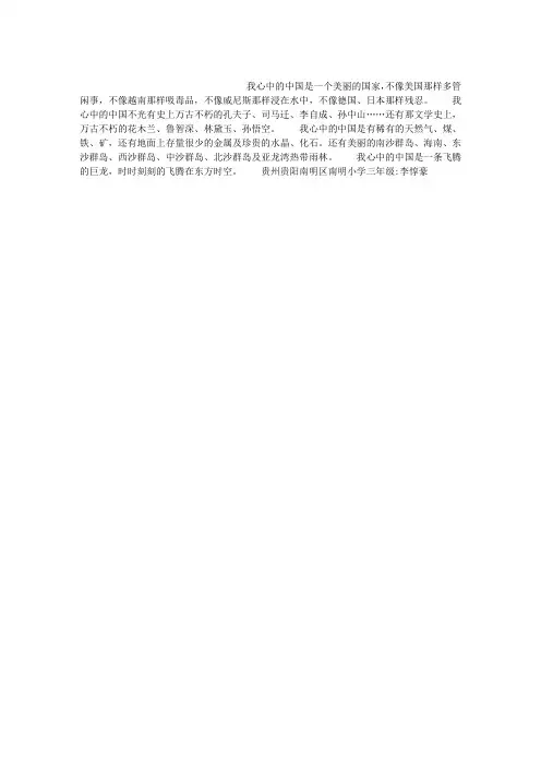 我心中的中国作文250字