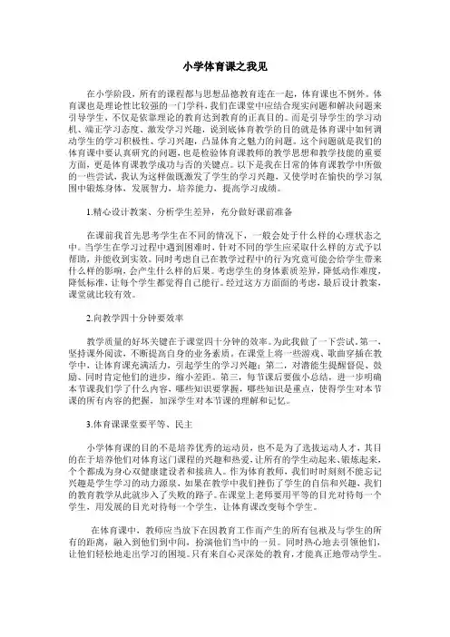 小学体育课之我见