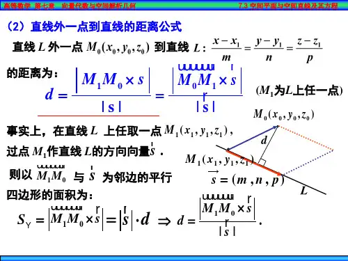 高数点到直线距离公式和平面束方程