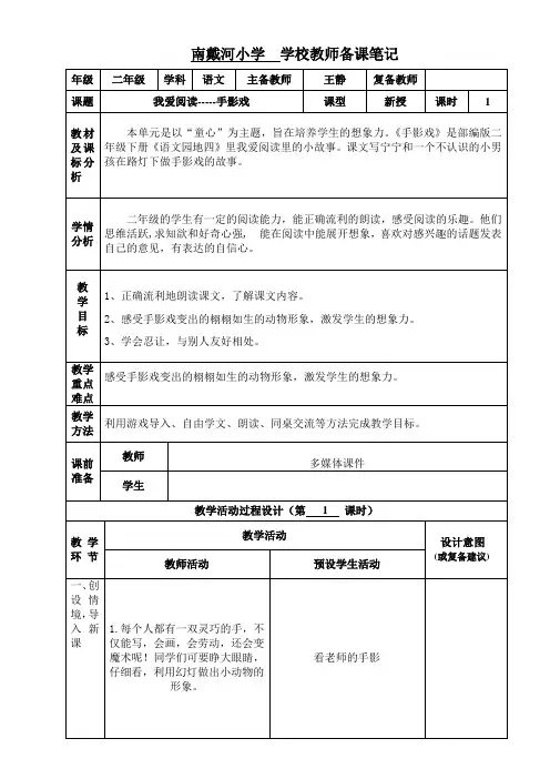 南戴河小学 学校教师备课笔记[1]