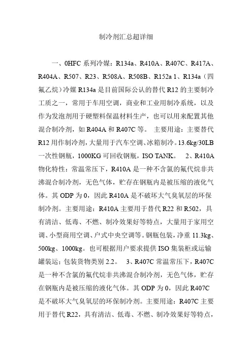制冷剂汇总超详细