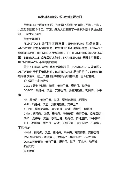欧洲基本航线知识-欧洲主要港口