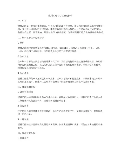 燃料乙醇可行性研究报告