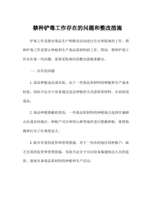 禁种铲毒工作存在的问题和整改措施