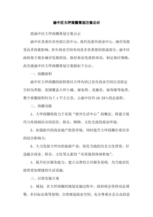 渝中区大坪商圈策划方案公示