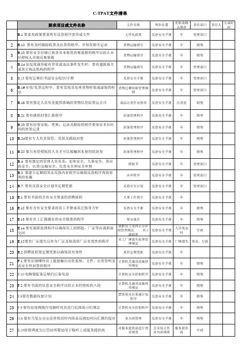 C-TPAT审核文件清单