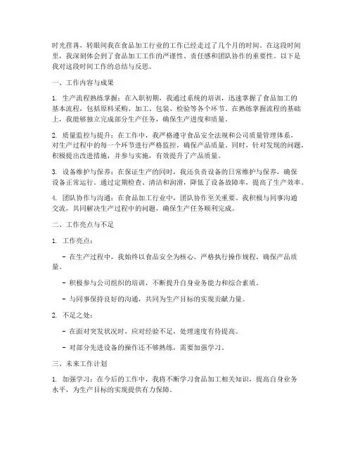 食品加工个人工作总结