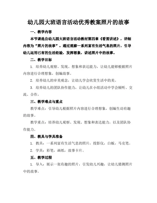幼儿园大班语言活动优秀教案照片的故事