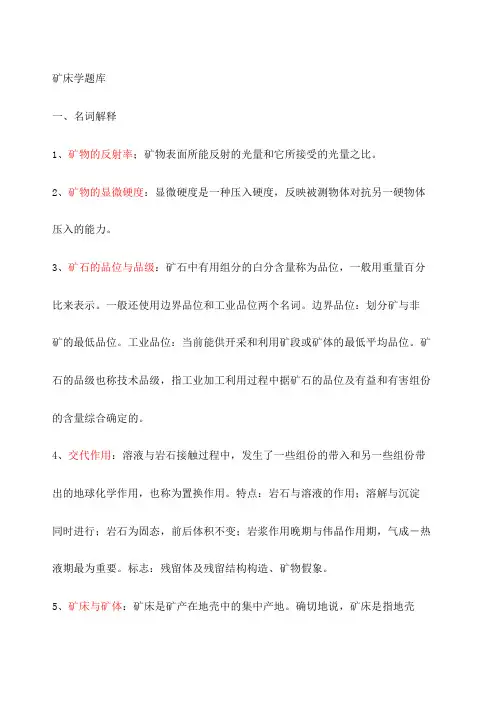 矿床学题库 