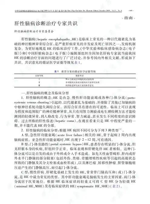 肝性脑病诊断治疗专家共识