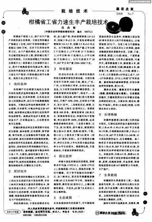 柑橘省工省力速生丰产栽培技术