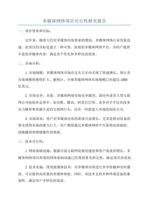 多媒体网络项目可行性研究报告