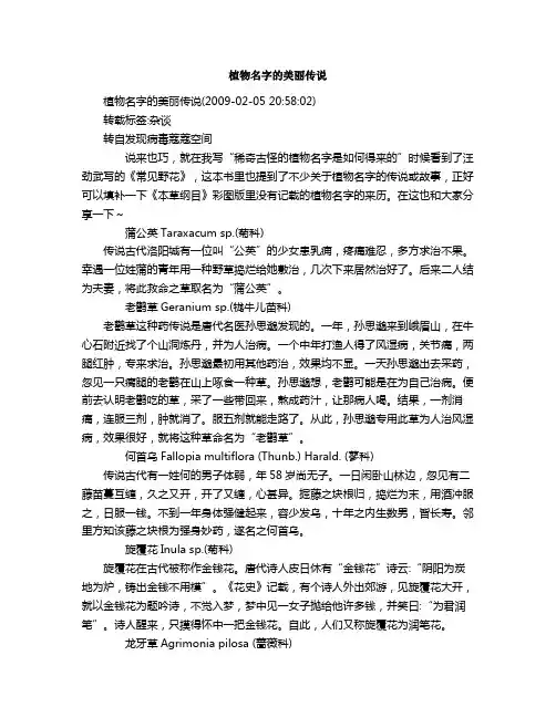 植物名字的美丽传说
