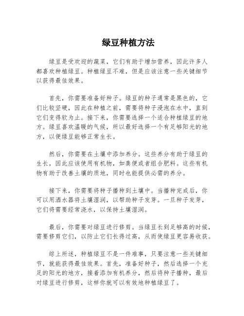 绿豆种植方法