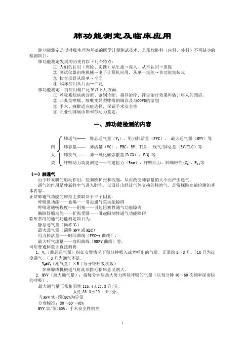 肺功能测定及临床应用