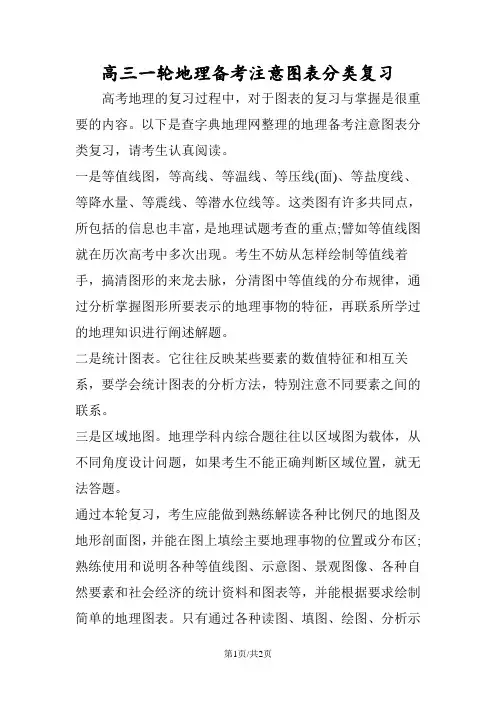 高三一轮地理备考注意图表分类复习