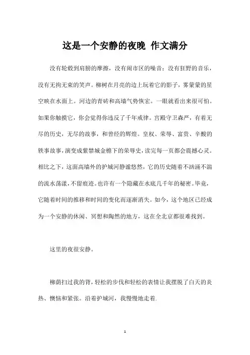 这是一个安静的夜晚 作文满分