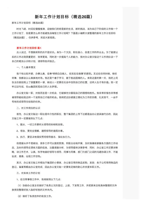新年工作计划目标（精选20篇）