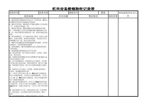 机电设备维修验收记录表