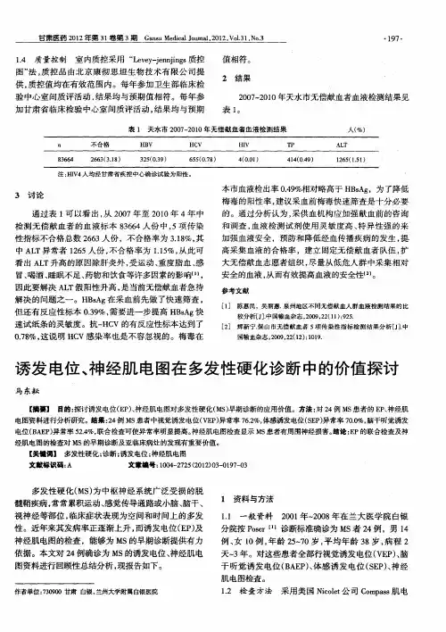 诱发电位、神经肌电图在多发性硬化诊断中的价值探讨