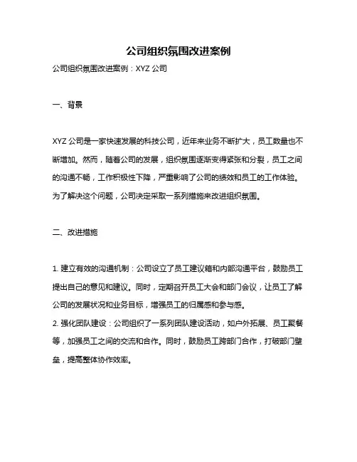 公司组织氛围改进案例