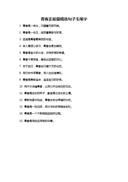 青春正能量精选句子毛笔字