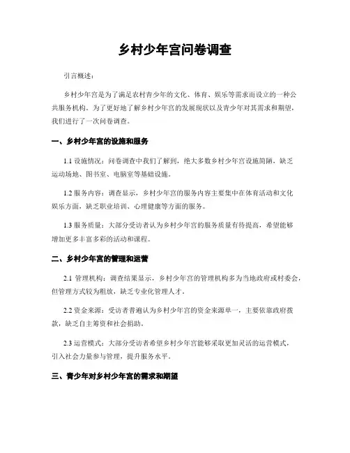 乡村少年宫问卷调查