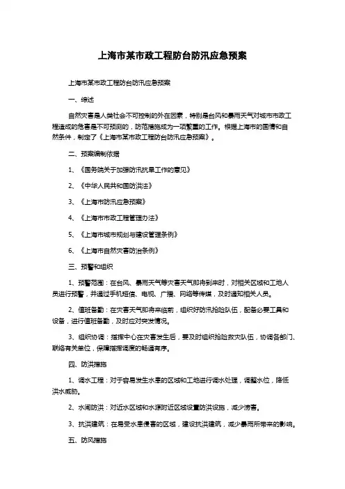 上海市某市政工程防台防汛应急预案