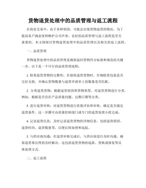 货物退货处理中的品质管理与返工流程