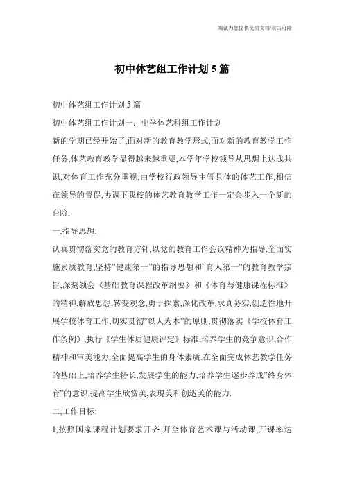初中体艺组工作计划5篇