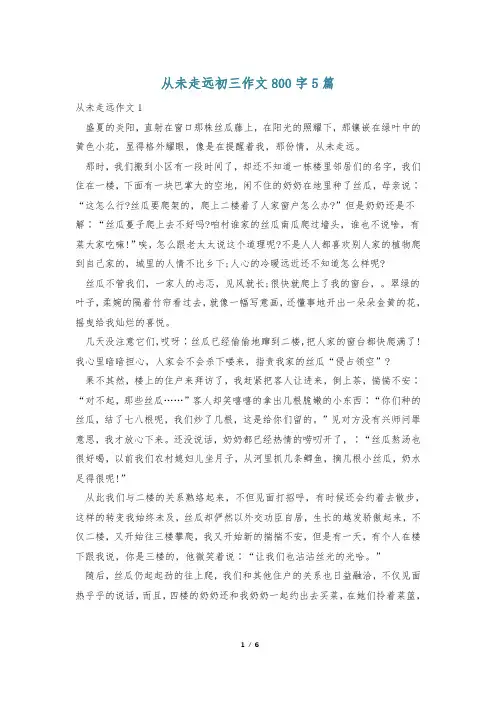 从未走远初三作文800字5篇