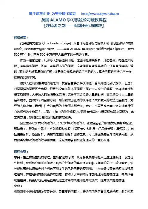 《领导者之剑-问题的分析与解决》