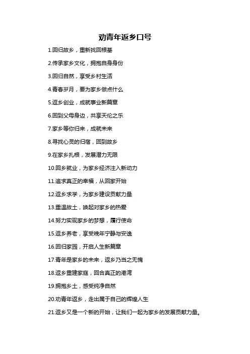 劝青年返乡口号-概述说明以及解释